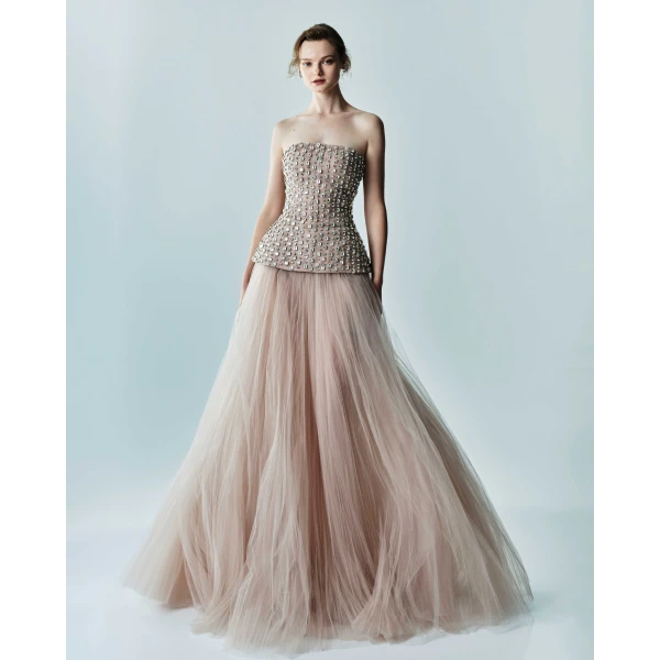 Marmar Halim Crystal-Embellished Stone Laced Top, view 2