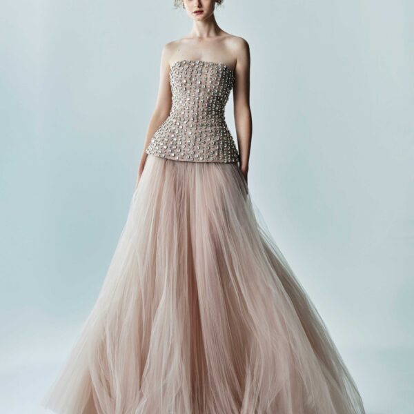 Marmar Halim Crystal-Embellished Stone Laced Top Top