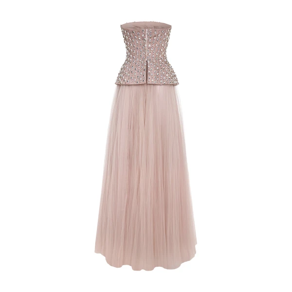 Marmar Halim Crystal-Embellished Stone Laced Top Top