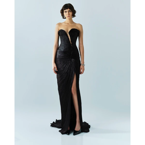 Marmar Halim Cutout Silk Slit Gown Gowns