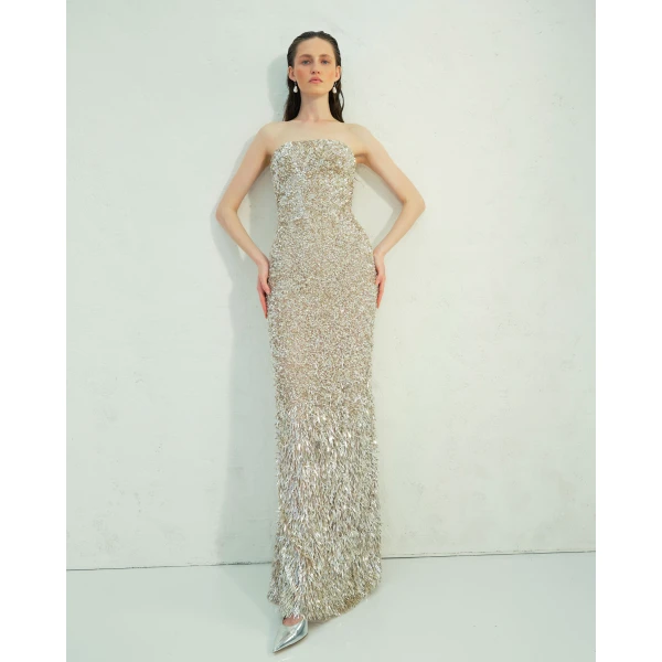 Marmar Halim Dailin - Strapless Embroidered Gown With Dégradé Effect Gowns