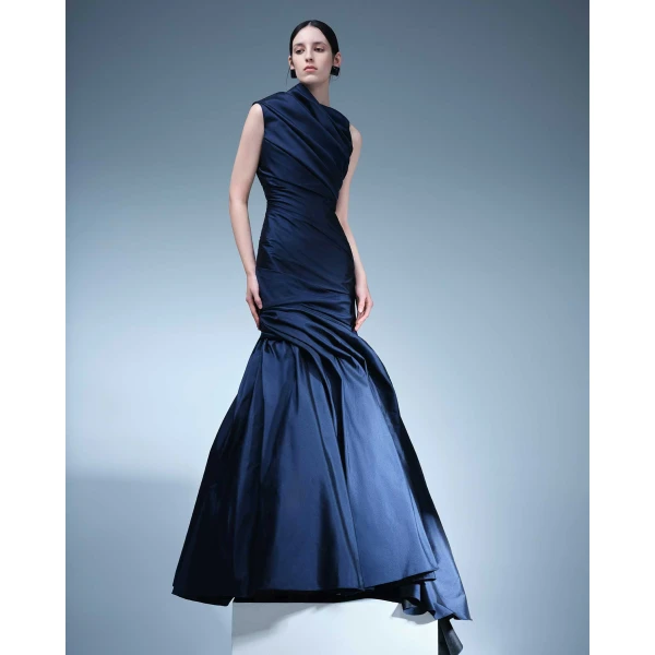 Marmar Halim Draped One Shoulder Bodice Mermaid Gown Gowns