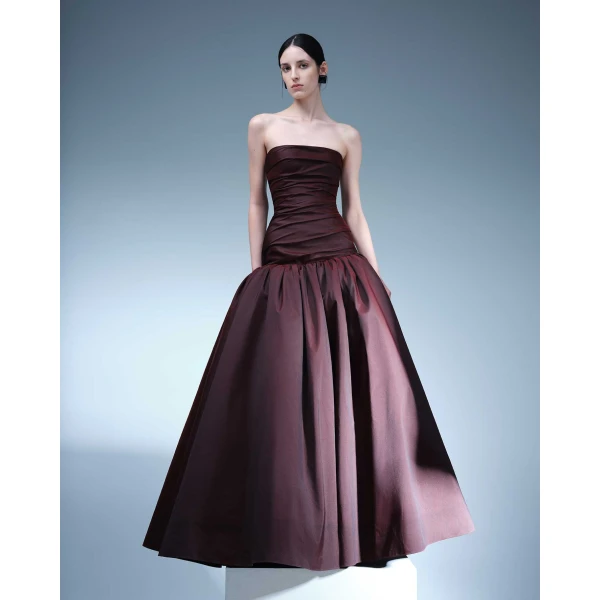 Marmar Halim Draped Taffeta With Ball Skirt Gown Gowns