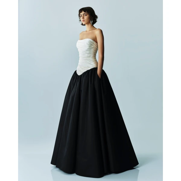 Marmar Halim Dropped Waist Mikado-Taffeta Gown Gowns
