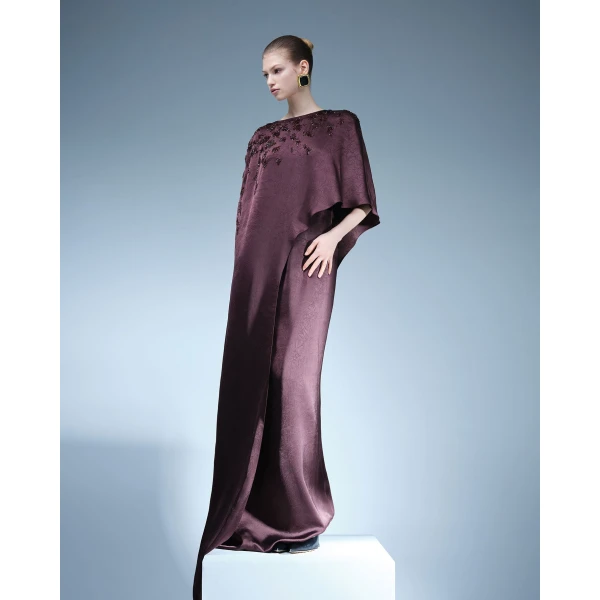 Marmar Halim Embodied Long Front Cape Gown Gowns