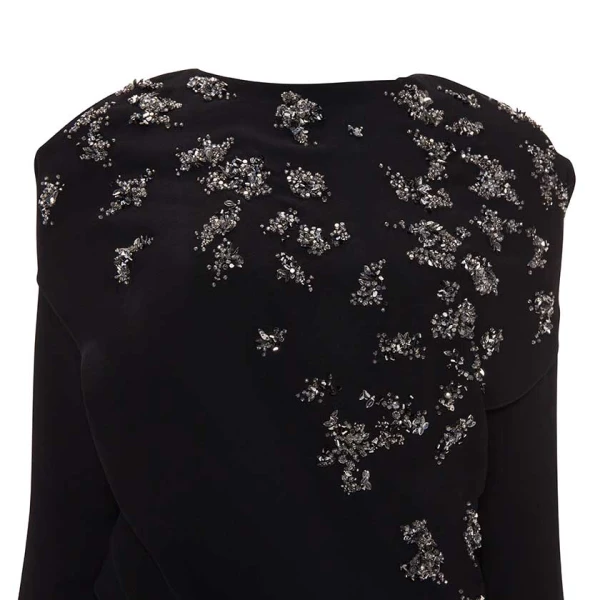 Marmar Halim Embodied Long-Sleeve Gown With Cape Gowns
