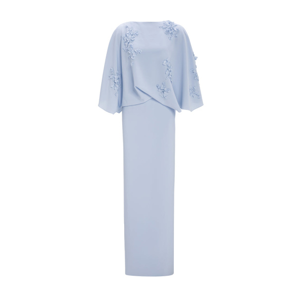 Marmar Halim Floral Appliqued Crepe Cape Gown Gowns