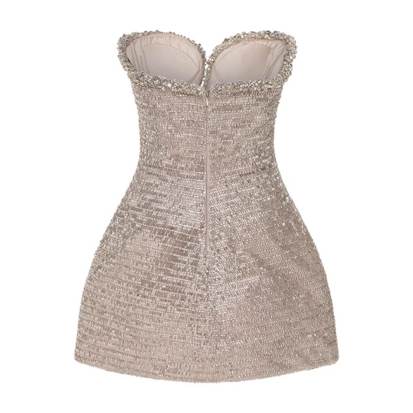 Marmar Halim Front Cut Short Stone Dress Dresses