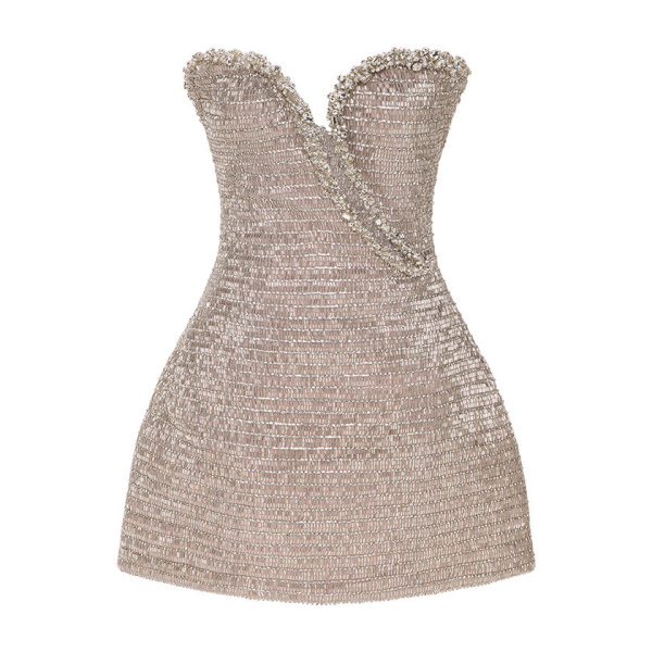 Marmar Halim Front Cut Short Stone Dress Dresses