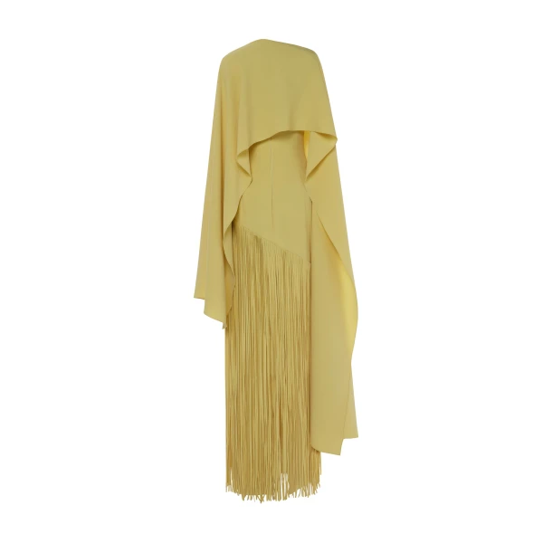 Marmar Halim Giselle - Strapless Crepe Gown With Laser-Cut Fringes And Cape Gowns
