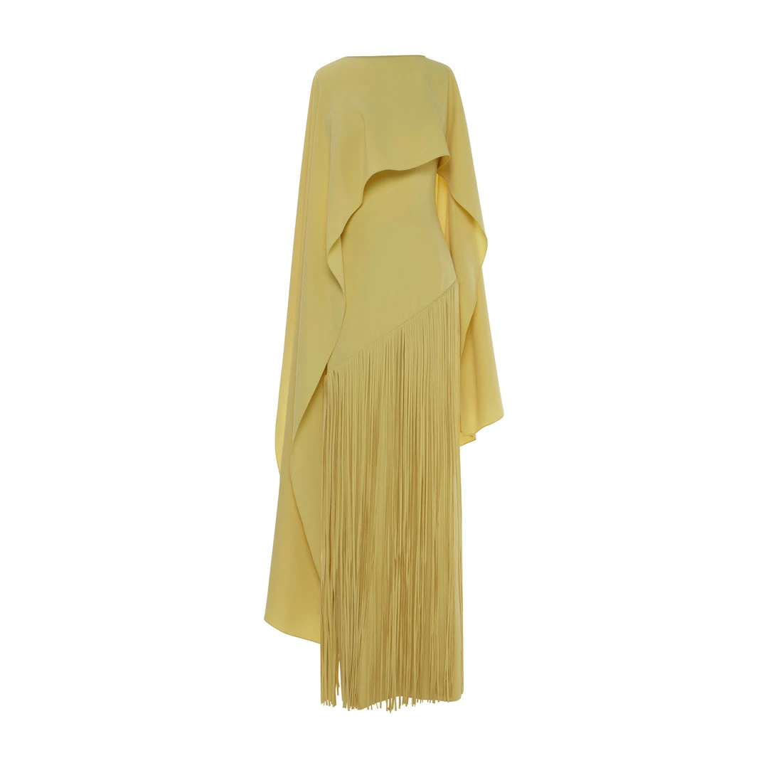 Marmar Halim Giselle - Strapless Crepe Gown With Laser-Cut Fringes And Cape Gowns Marmar Halim Giselle - Strapless Crepe Gown With Laser-Cut Fringes And Cape Gowns