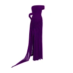 Marmar Halim Hand Pleated Draped Chiffon Gown With Cape And Slit Gowns