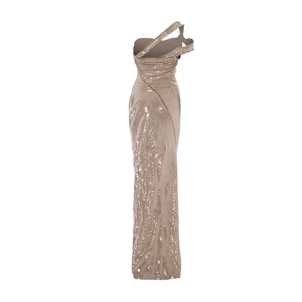 Marmar Halim Hand Pleated Draped Payette Gown Gowns