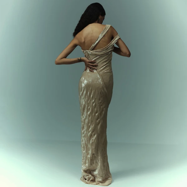 Marmar Halim Hand Pleated Draped Payette Gown Gowns