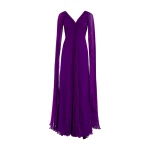 Marmar Halim Hand -Pleated Long Sleeves Georgette Chiffon Gown Gowns
