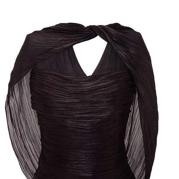 Marmar Halim Hand-Pleated Silk Fabric And Crepe Skirt With A Detachable Cape Skirt