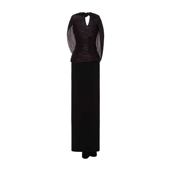 Marmar Halim Hand-Pleated Silk Fabric And Crepe Skirt With A Detachable Cape Skirt
