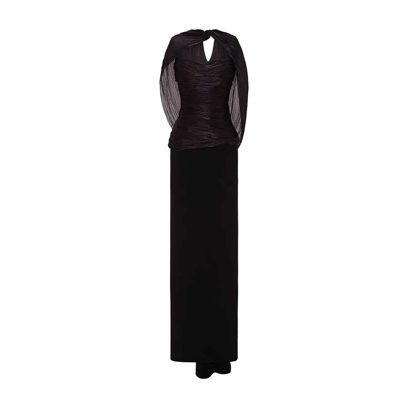 Marmar Halim Hand-Pleated Silk Fabric And Crepe Skirt With A Detachable Cape Skirt Marmar Halim Hand-Pleated Silk Fabric And Crepe Skirt With A Detachable Cape Skirt