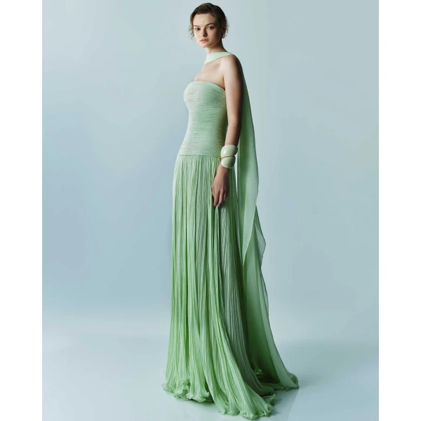 Marmar Halim Hand Pleated Silk Georgette Gown Gowns