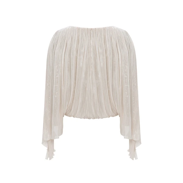 Marmar Halim Hand Pleated Silk Roseya Top Top