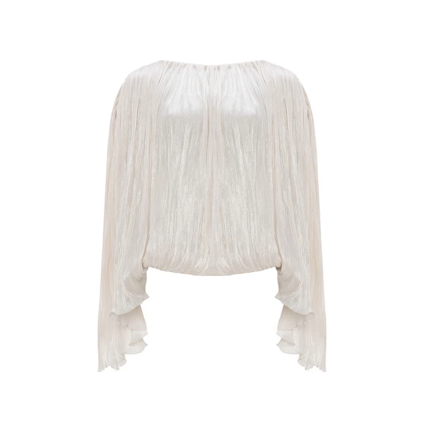 Marmar Halim Hand Pleated Silk Roseya Top Top