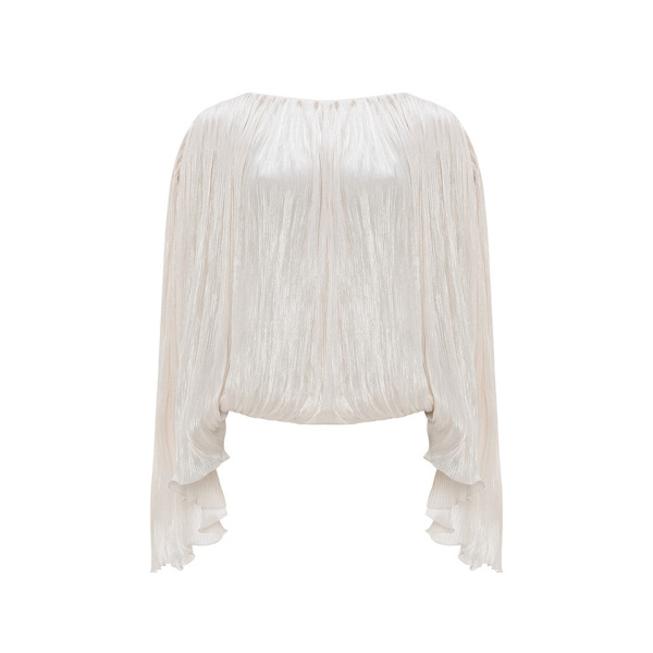 Marmar Halim Hand Pleated Silk Roseya Top Top