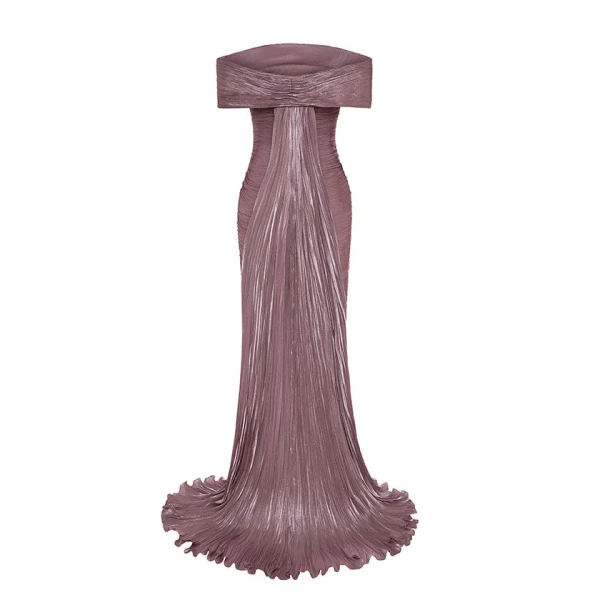 Marmar Halim Hand Pleated Silk With Tail Gown Gowns