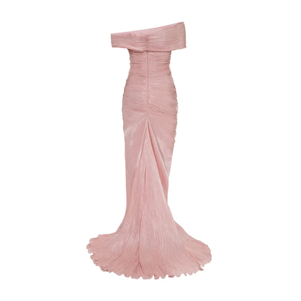 Marmar Halim Hand Pleated Silk With Twisted Slit Gown Gowns