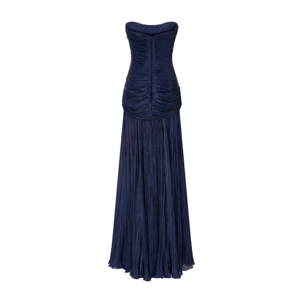 Marmar Halim Hand-Pleated Silky Organza Gown With Cape Gowns