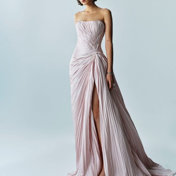 Marmar Halim Hand Pleated Slip Silk Gown Gowns