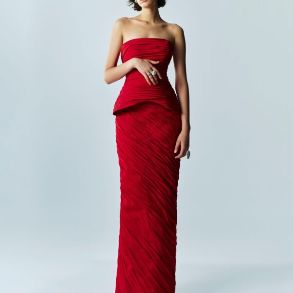 Marmar Halim Hand Pleated Taffeta-Silk Gown Gowns