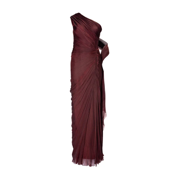 Marmar Halim Hand-Pleated Two Tone Draped Chiffon Gown With Cape Gowns