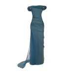 Marmar Halim Off-Shoulder Draped Silky Chiffon Gown With Side Tail Gowns
