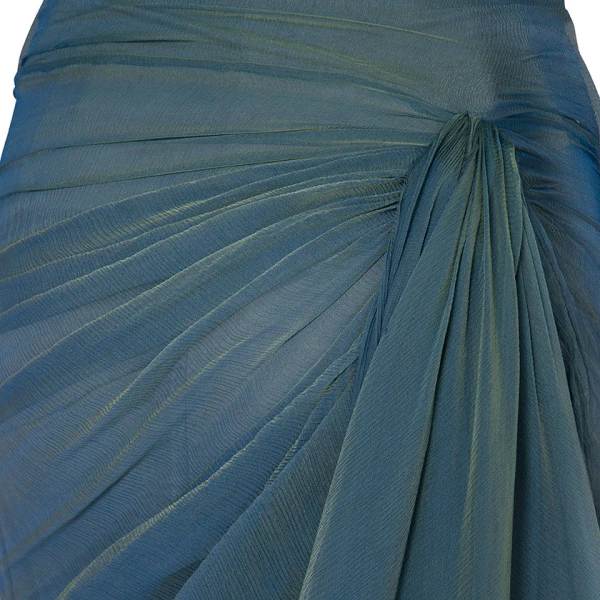 Marmar Halim Off-Shoulder Draped Silky Chiffon Gown With Side Tail Gowns