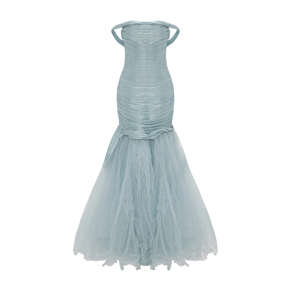 Marmar Halim Off Shoulder Fishcut Pleated Roseya Dress With Pleated Tulle Dresses Marmar Halim Off Shoulder Fishcut Pleated Roseya Dress With Pleated Tulle Dresses