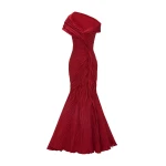 Marmar Halim Off Shoulder Fishcut Pleated Taffeta Dress Dresses