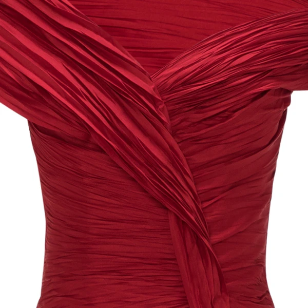 Marmar Halim Off Shoulder Fishcut Pleated Taffeta Dress Dresses