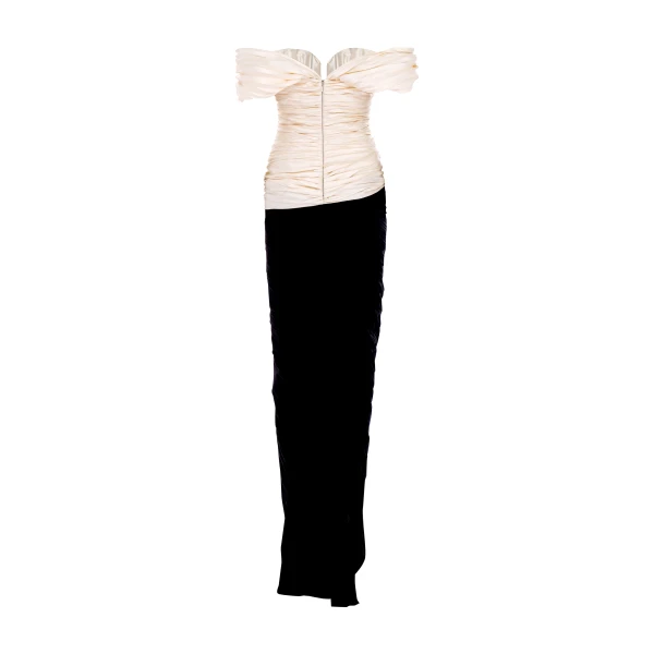 Marmar Halim Off Shoulder Hand Pleated Mikado Top And Hand Pleated Taffeta Skirt Skirt