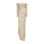 Marmar Halim Off Shoulder Long Sleeve Draped Two-Tone Chiffon Gown Gowns