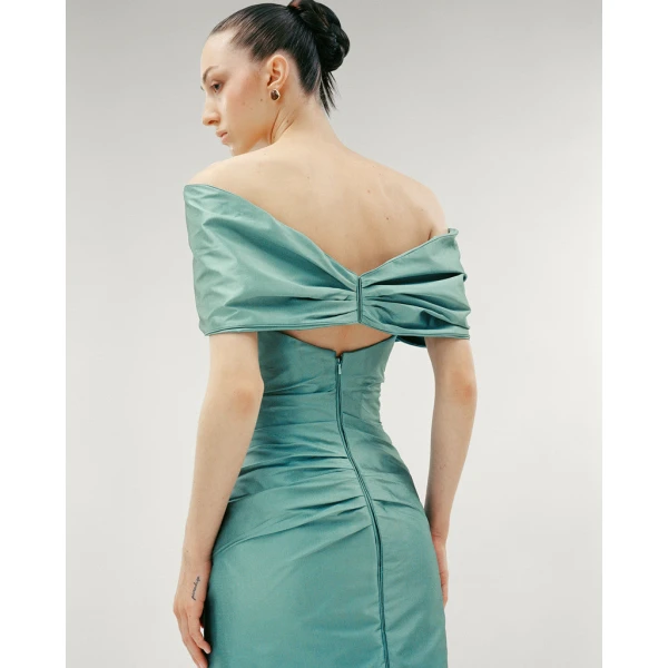 Marmar Halim Off Shoulder Taffeta Draped Dress Dresses