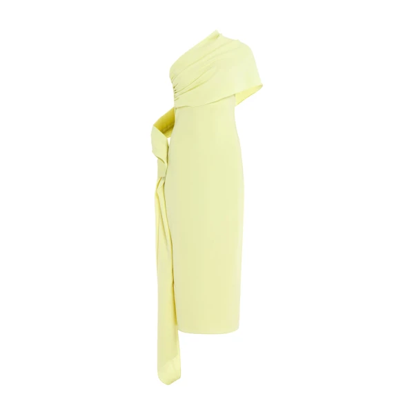 Marmar Halim One Shoulder Crepe Gown With Cape Gowns