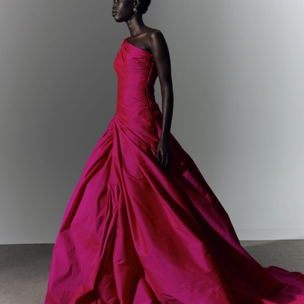 Marmar Halim One Shoulder Draped Tafeta Gown With Slit Gowns