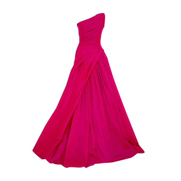 Marmar Halim One Shoulder Draped Tafeta Gown With Slit Gowns