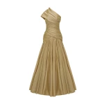 Marmar Halim One Shoulder Draped Taffeta A-Line Cut Dress Dresses