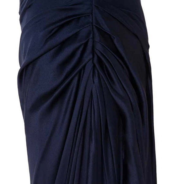 Marmar Halim One Striped Sleeve Silky Satin Gown Gowns