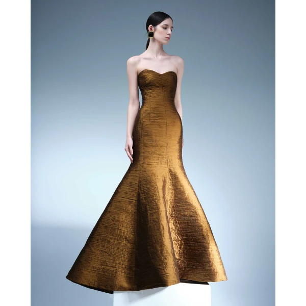 Marmar Halim Pleated Fish Tail Cut Gown Gowns