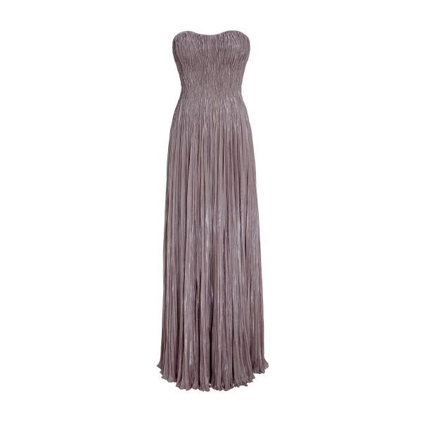 Marmar Halim Pleated Foil Fabric Silk Gown Gowns