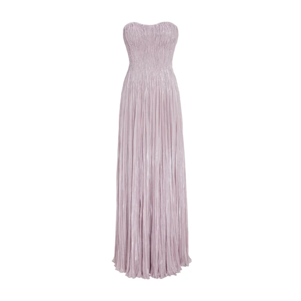 Marmar Halim Pleated Foil Fabric Silk Gown Gowns
