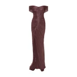 Marmar Halim Pleated Off-Shoulder Gown With Detachable Cape Gowns