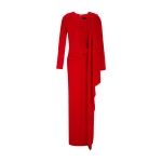 Marmar Halim Pleated Sash Crepe Maxi Dress Dresses